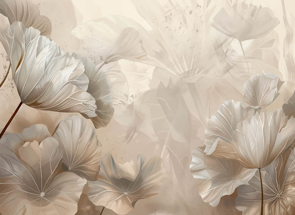 Bloemen in zachte zandtinten — volledig ontwerp