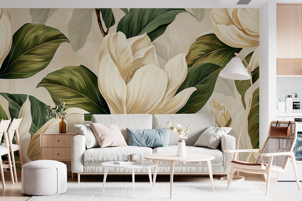 Elegante bloemen in zachte tinten in een interieur