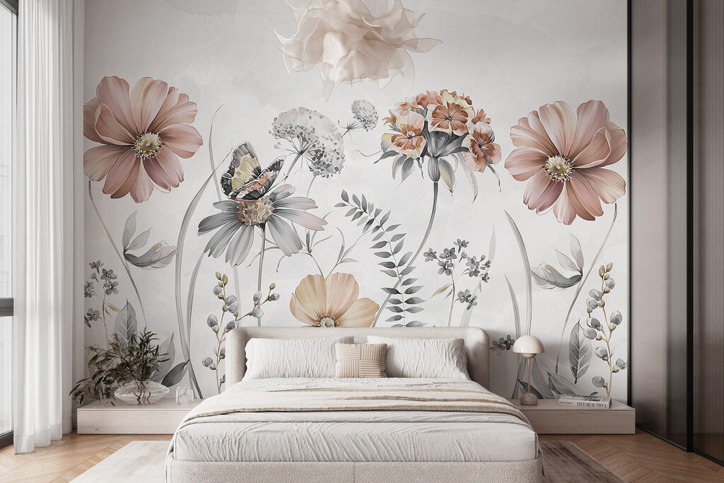 Verfijnde bloemen die dansen in zachte kleuren — interieur 1