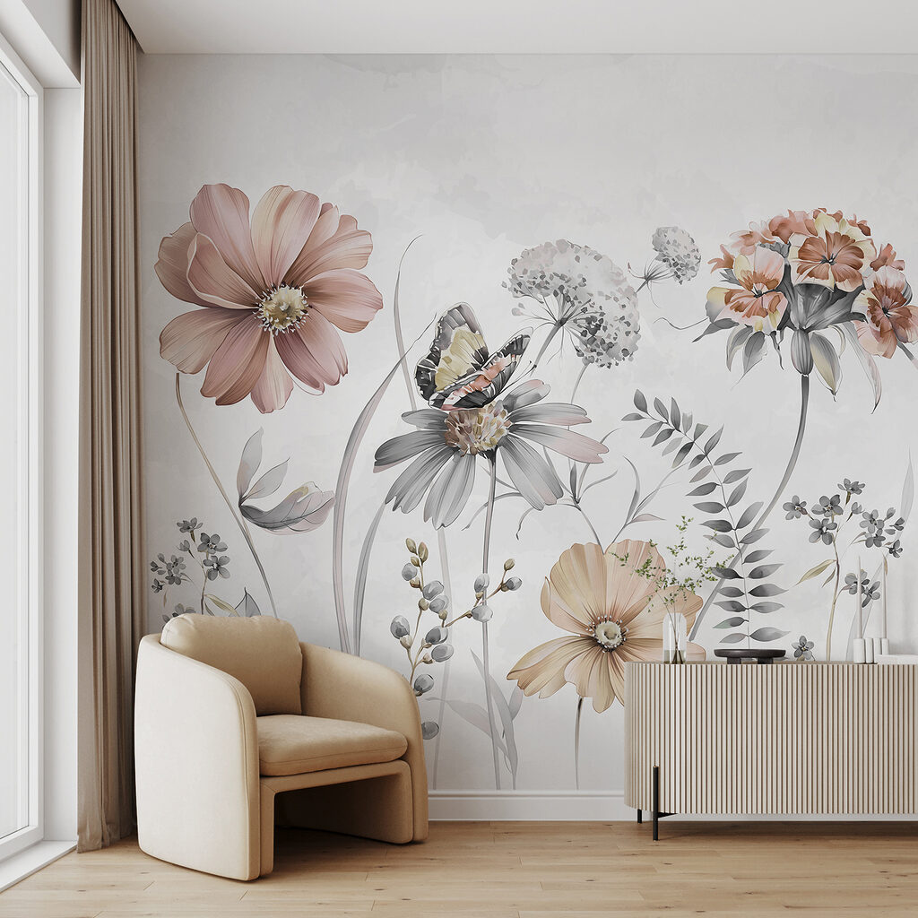 Verfijnde bloemen die dansen in zachte kleuren — interieur 2