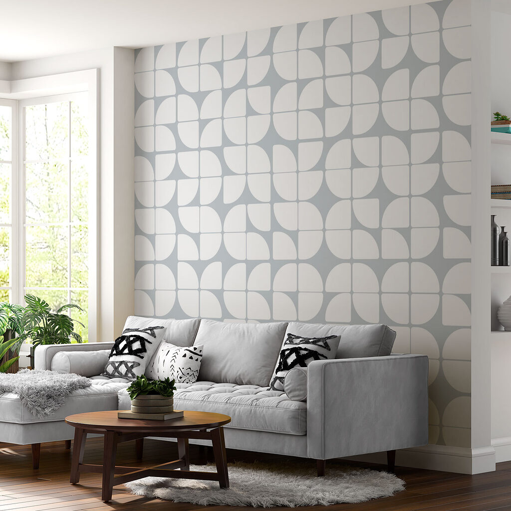 Grijze kwartcirkels als patroon — interieur 1