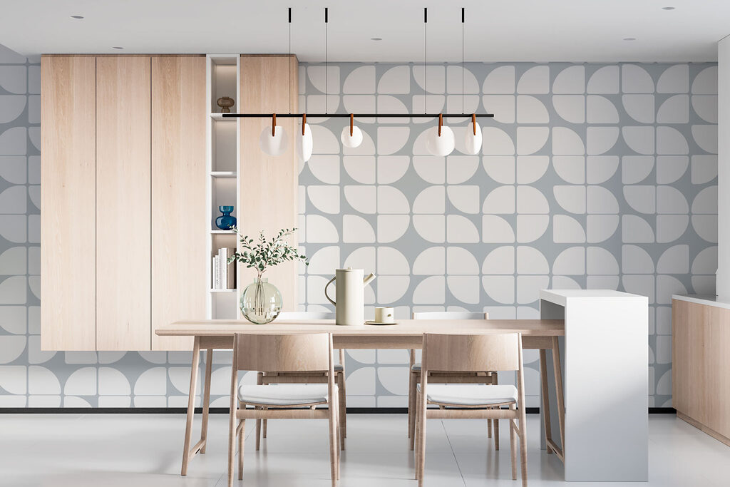 Grijze kwartcirkels als patroon — interieur 2