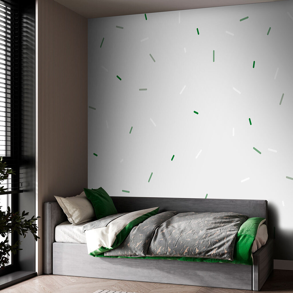 Kleine streepjes dwarrelen neer — interieur 2