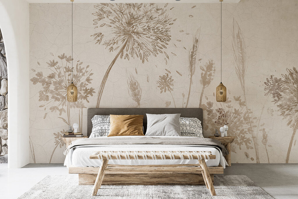 Tekening van paardenbloemen en tarwe — interieur 1