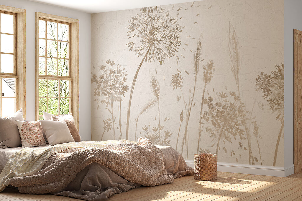 Tekening van paardenbloemen en tarwe — interieur 2
