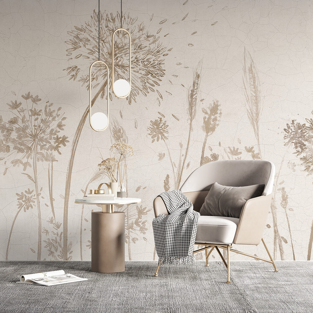 Tekening van paardenbloemen en tarwe — interieur 4
