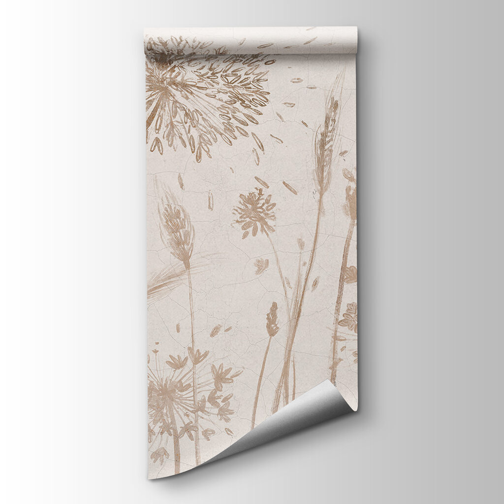 Tekening van paardenbloemen en tarwe — productweergave