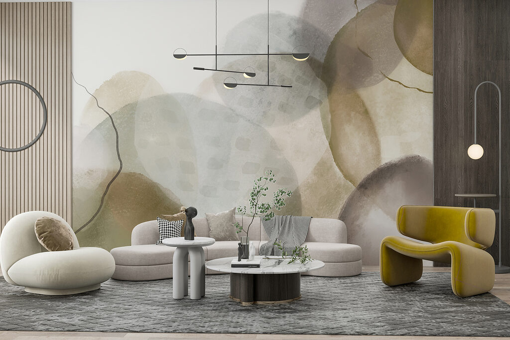 Ronde sluiers in olijfgroen — interieur 5