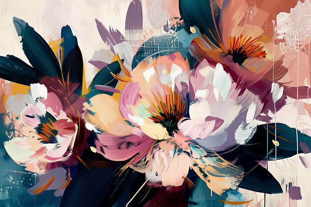 Bloemen in krachtige penseelstreken — volledig ontwerp