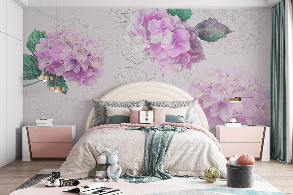 Hortensia's met getekende bladeren — interieur 1