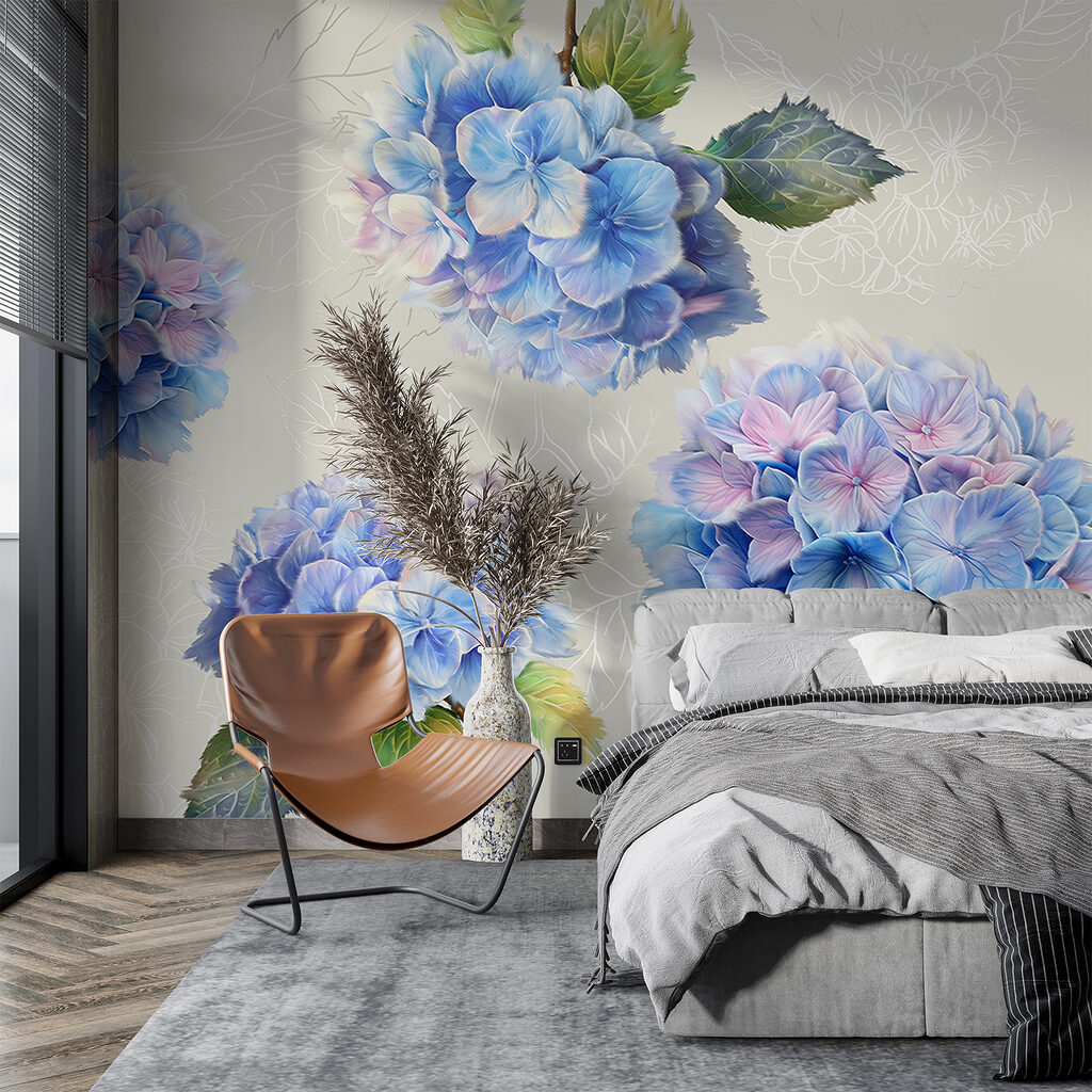 Hortensia's met getekende bladeren — interieur 1