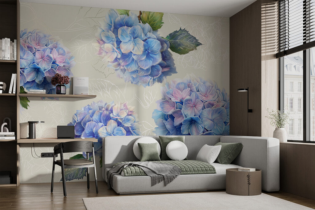 Hortensia's met getekende bladeren — interieur 2