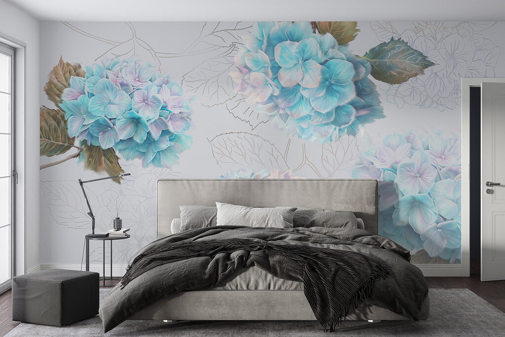 Hortensia's met getekende bladeren — interieur 1