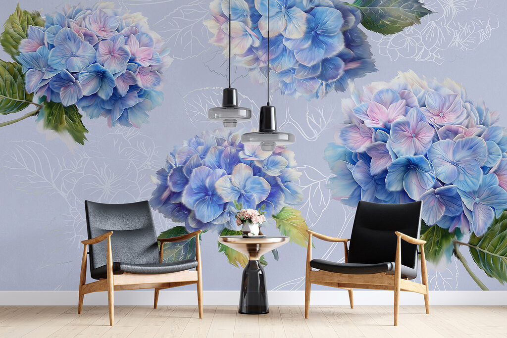 Hortensia's met getekende bladeren — interieur 1