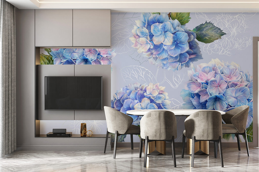 Hortensia's met getekende bladeren — interieur 2