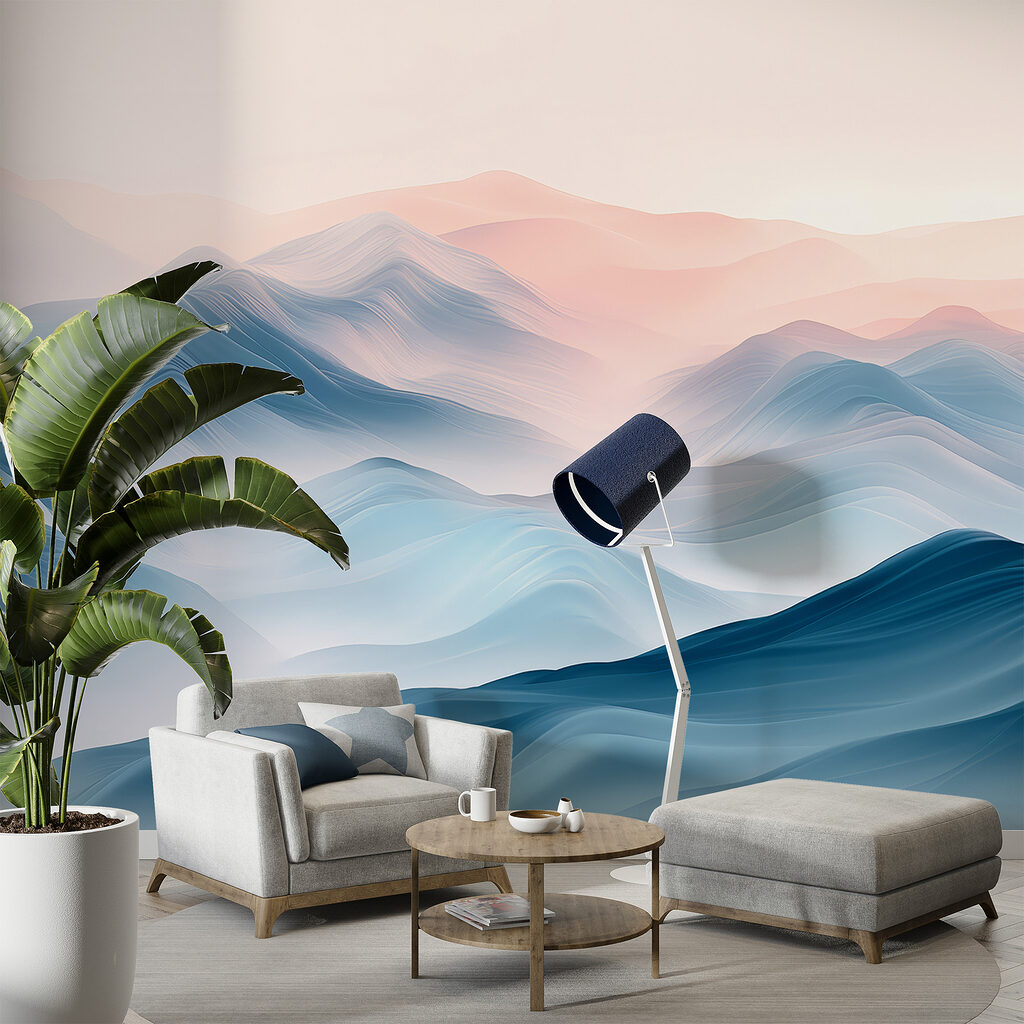 Blauwe berggolven onder perzik — interieur 1