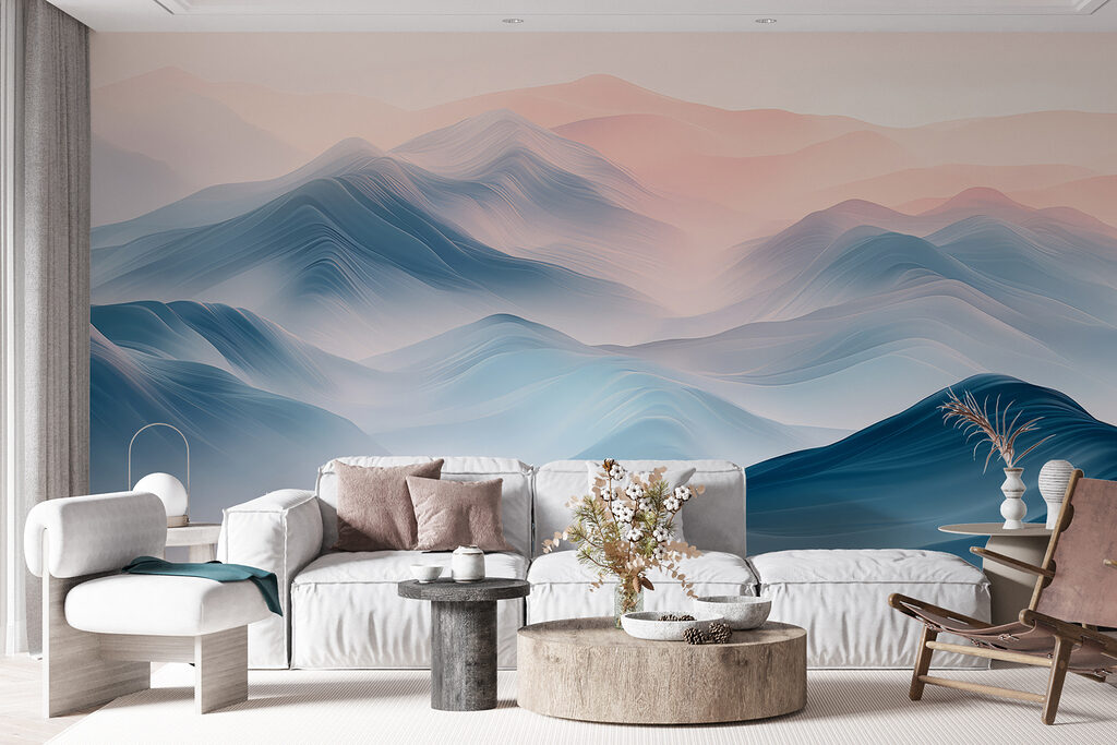 Blauwe berggolven onder perzik — interieur 2