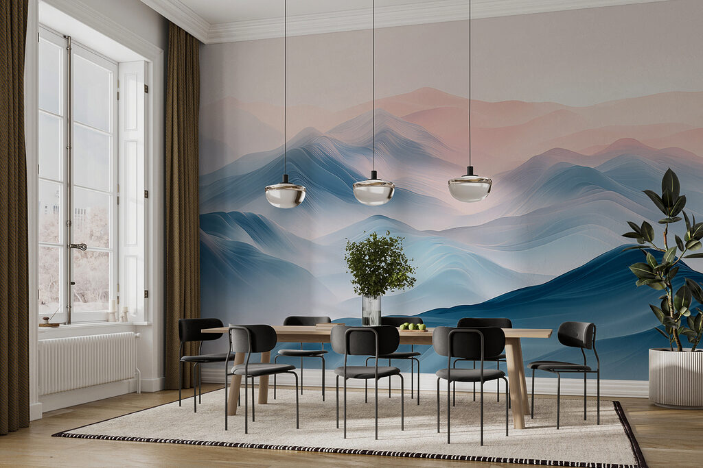 Blauwe berggolven onder perzik — interieur 3
