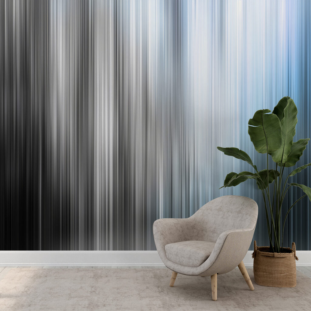 Blauwe lichtstrepen vloeien neer — interieur 2