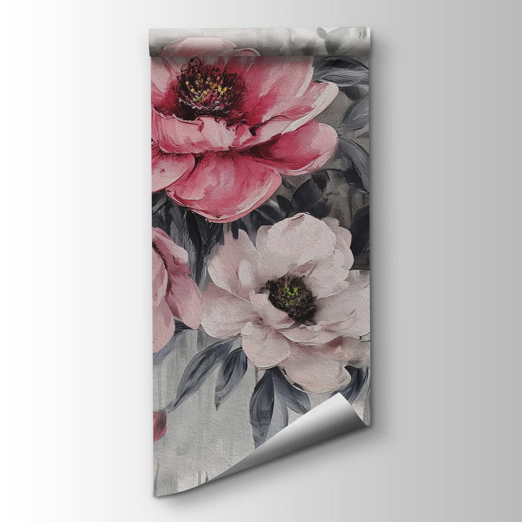 Roze bloemen boven verfdruppels — productweergave