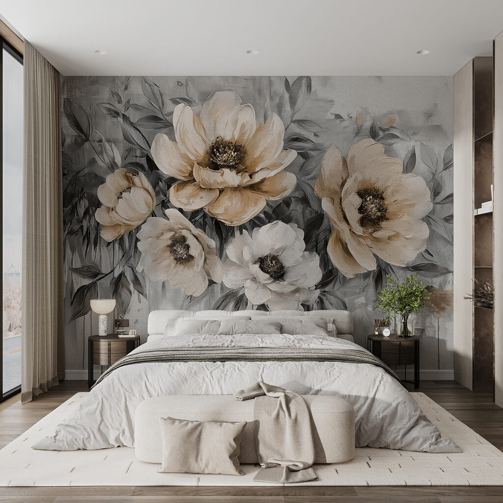 Bloemen boven uitgelopen verf — interieur 1