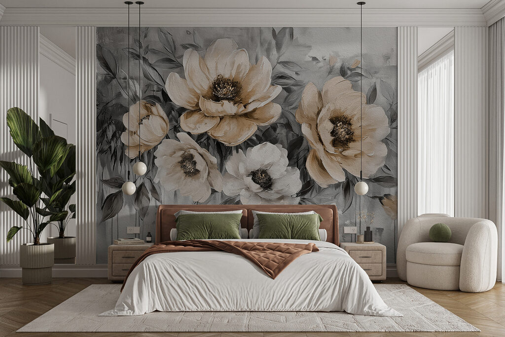 Bloemen boven uitgelopen verf — interieur 2