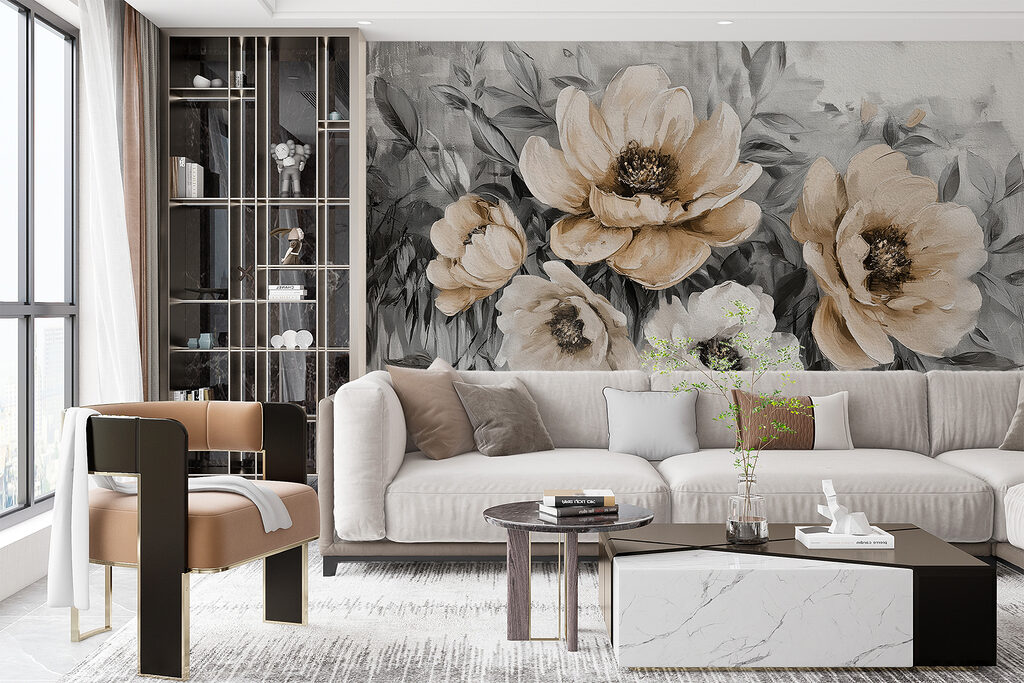 Bloemen boven uitgelopen verf — interieur 3
