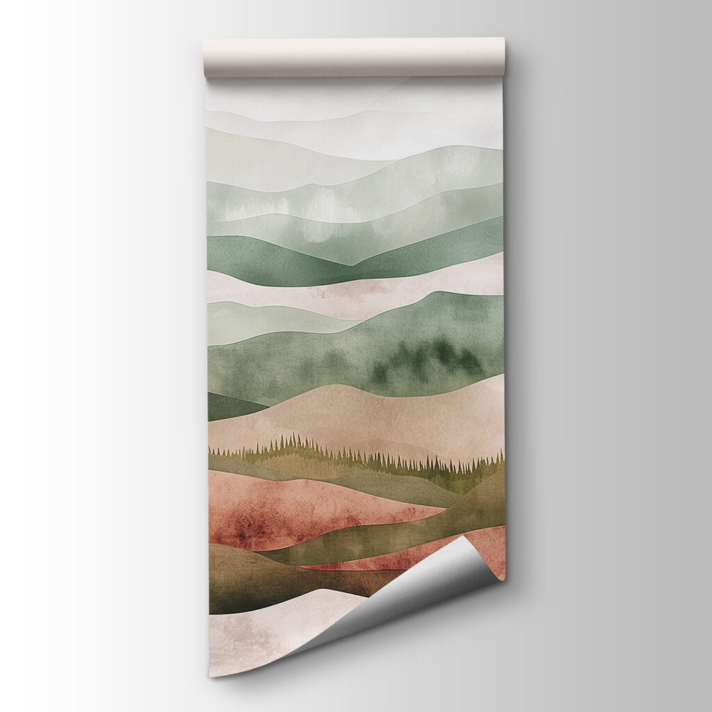 Landschap van heuvels met bomen — productweergave