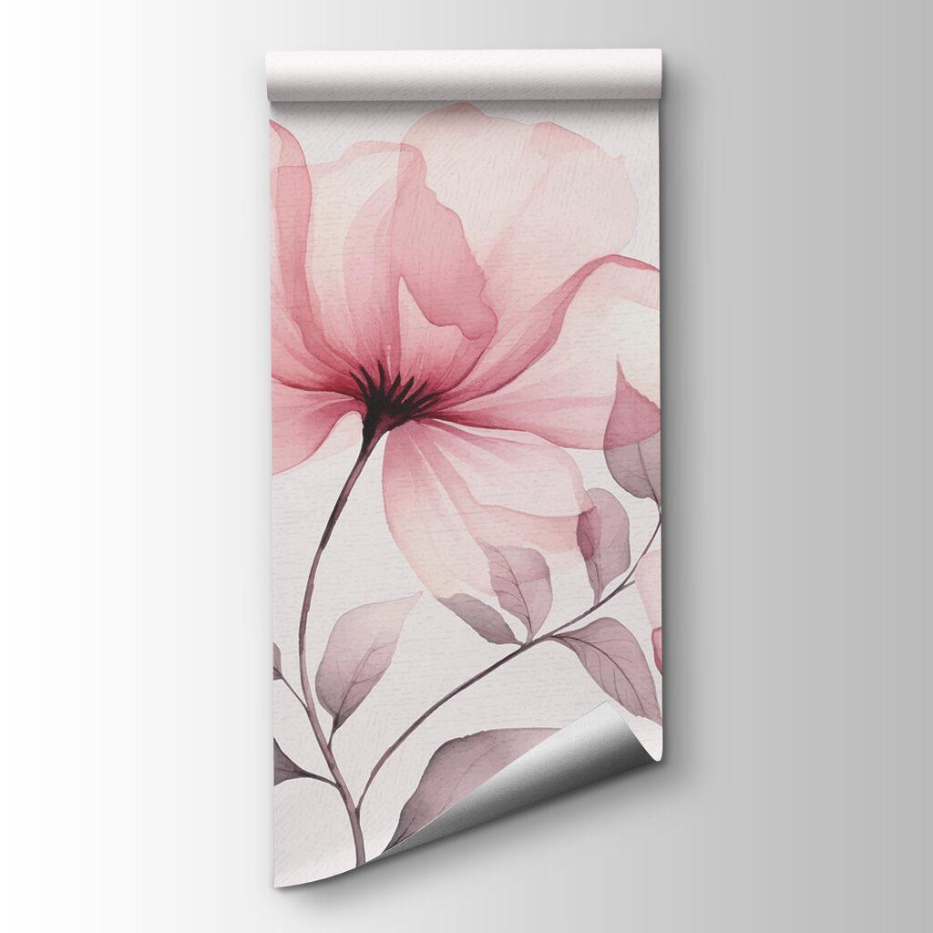 Drie bloemen, roze aquarel — productweergave