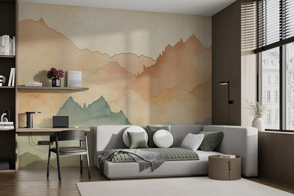 Bergcontouren in warme aquarel — interieur 2