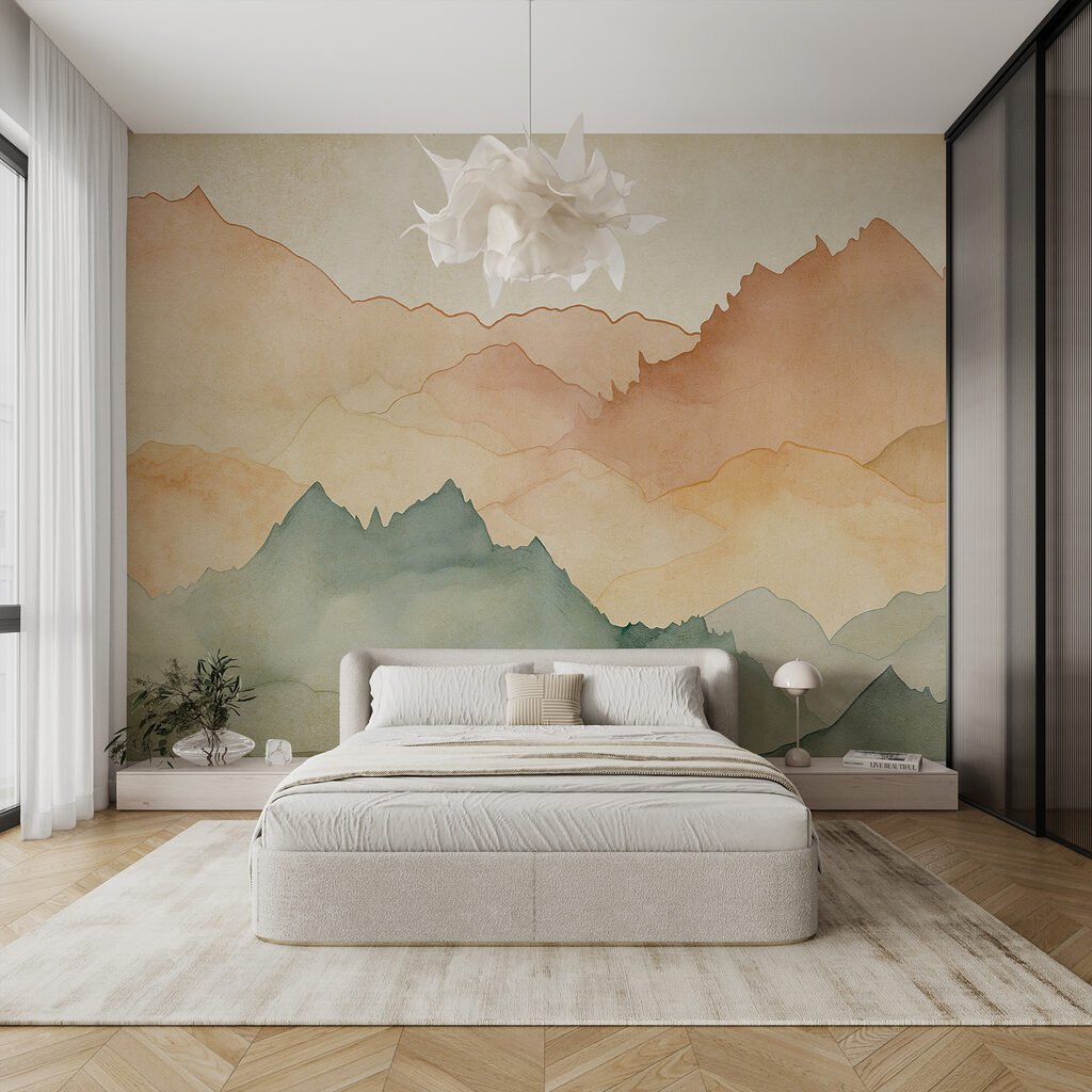 Bergcontouren in warme aquarel — interieur 1