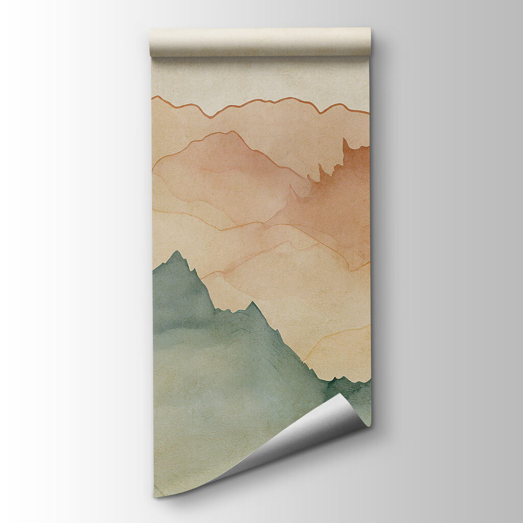 Bergcontouren in warme aquarel — productweergave