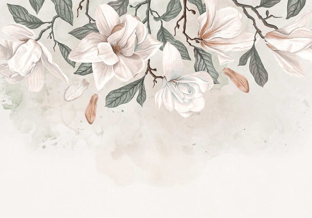 Magnolia langs de bovenrand — volledig ontwerp