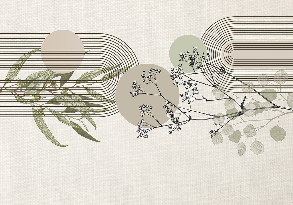 Botanisch ontwerp met abstracte elementen — volledig ontwerp