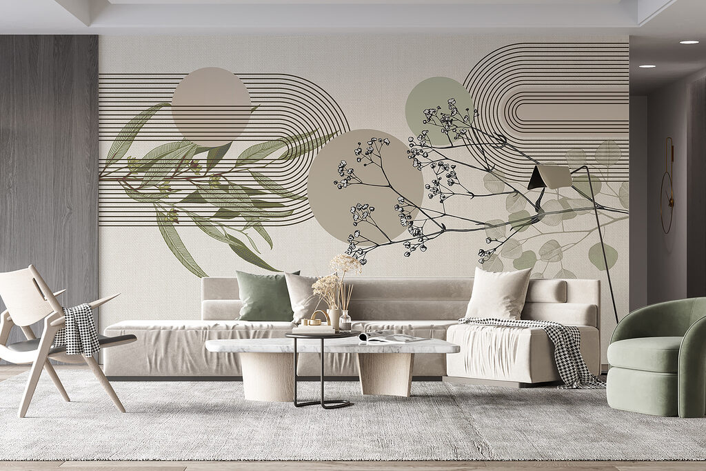 Botanisch ontwerp met abstracte elementen — interieur 3