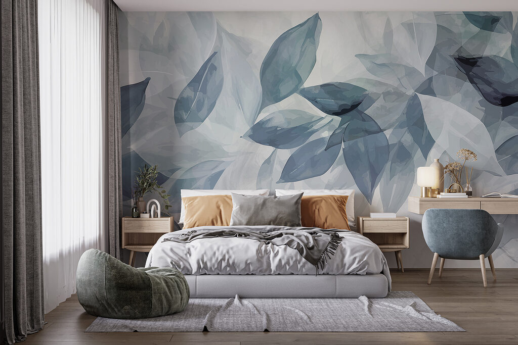 Zachte, rustige bladeren in koele tinten — interieur 3