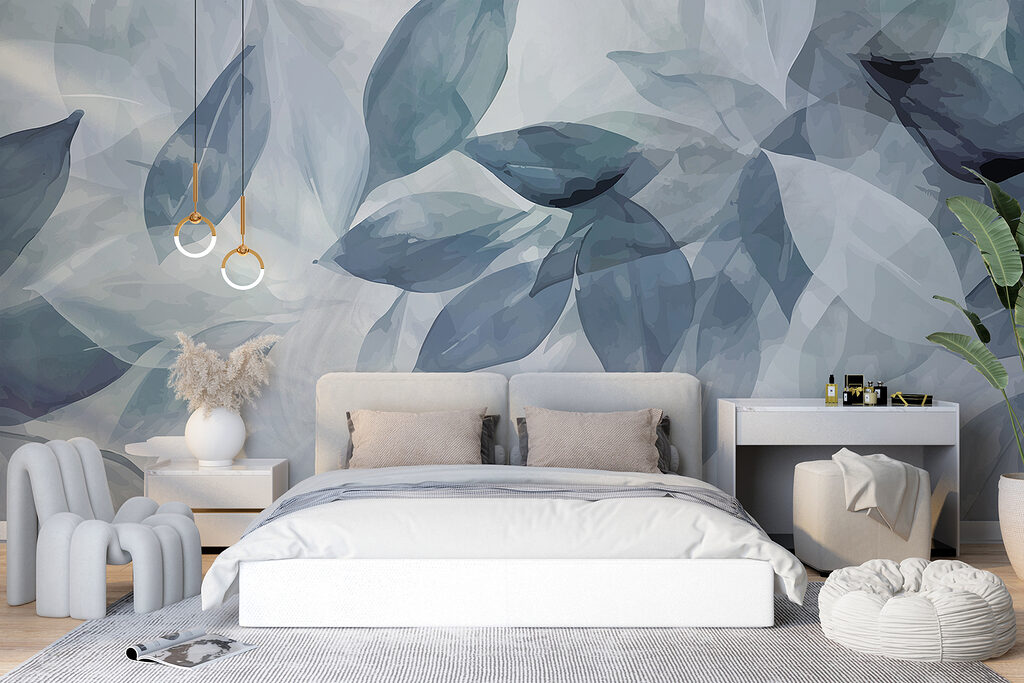 Zachte, rustige bladeren in koele tinten — interieur 4