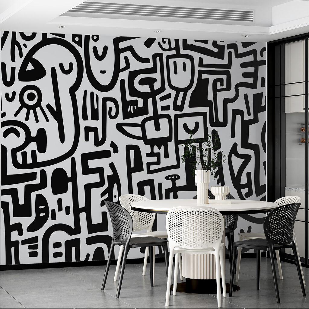 Zwart-wit patroon in een interieur
