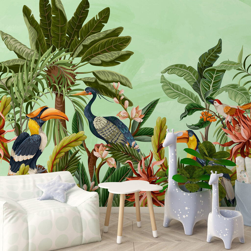 Toekans tussen kleurige bloemen — interieur 3