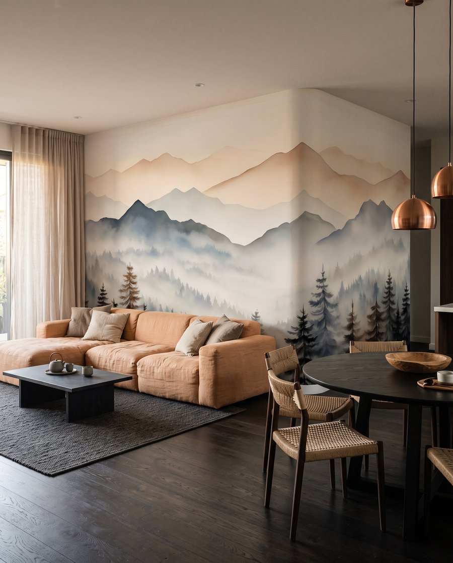 Dennen onder zalmroze toppen — interieur 3