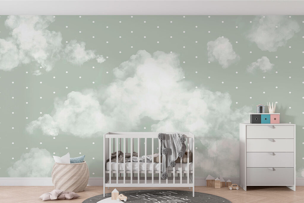 Witte wolken in de lucht in een interieur