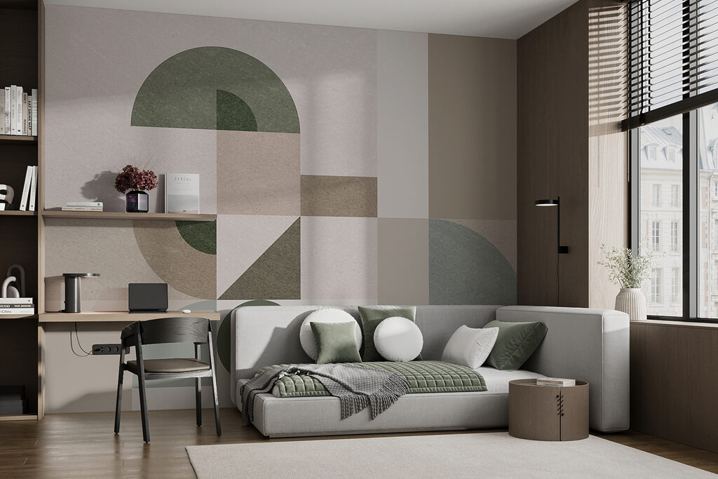 Groene rondingen tussen zandvlakken — interieur 1