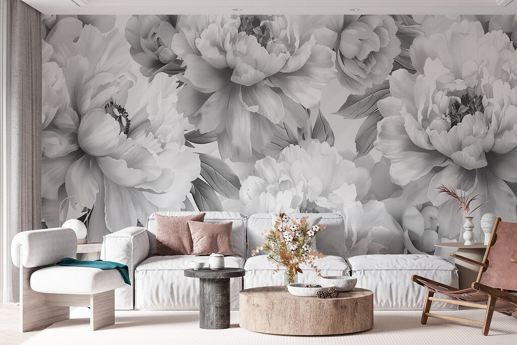 Pioenentuin in witte tinten — interieur 3