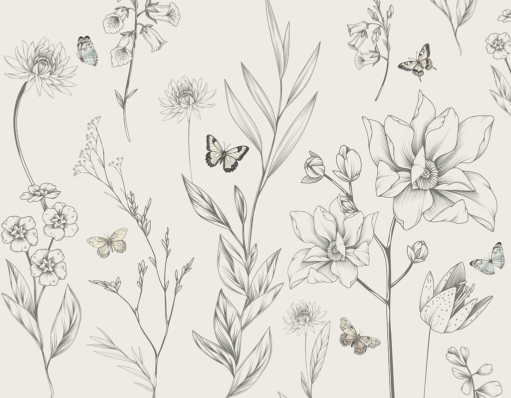 De schoonheid van de natuur in verfijnde lijntekeningen — volledig ontwerp