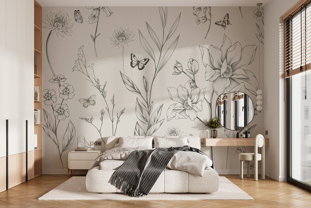De schoonheid van de natuur in verfijnde lijntekeningen — interieur 2