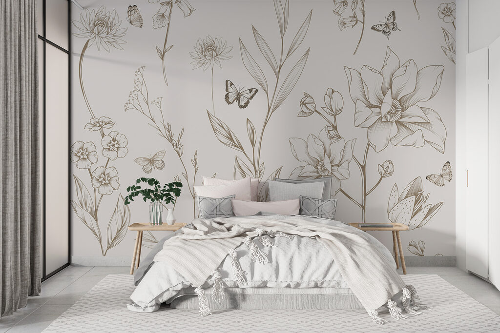 Op de natuur geïnspireerd bloemen- en vlinderontwerp — interieur 1