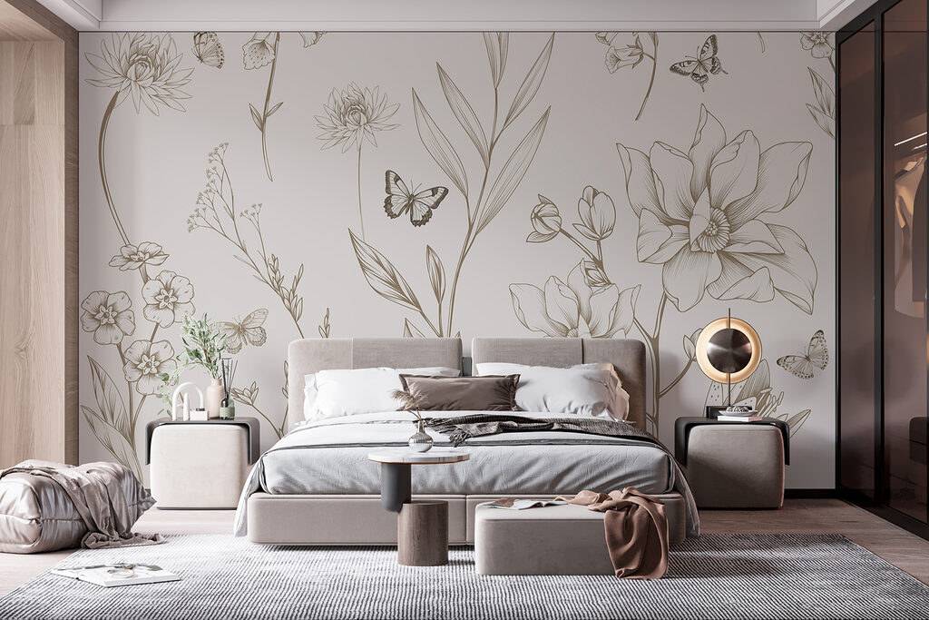 Op de natuur geïnspireerd bloemen- en vlinderontwerp — interieur 2