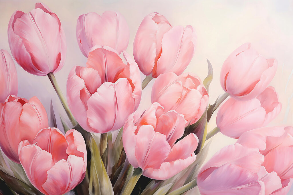 Tere roze tulpen in volle bloei — volledig ontwerp
