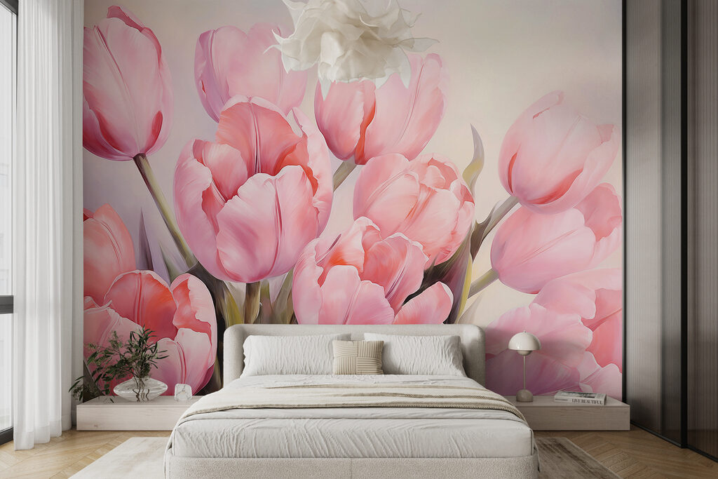 Tere roze tulpen in volle bloei — interieur 1