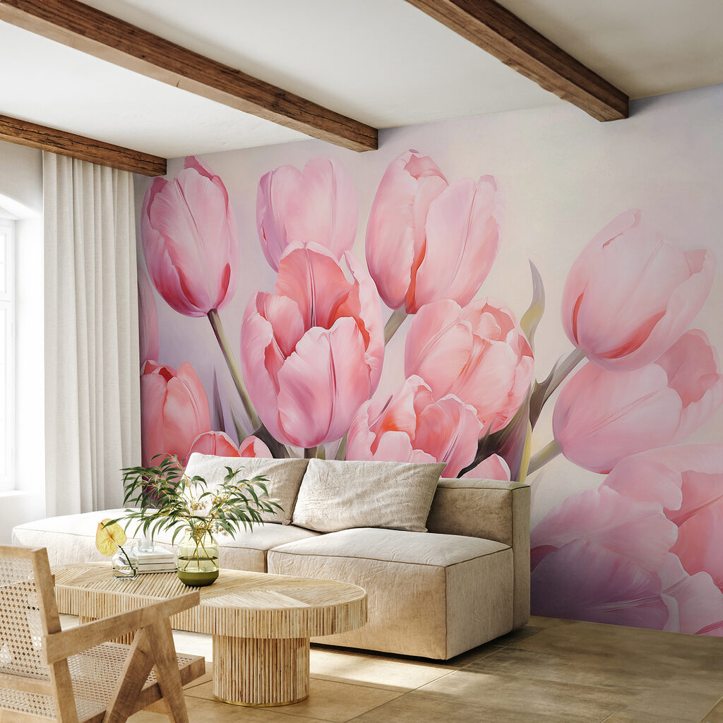Tere roze tulpen in volle bloei — interieur 2